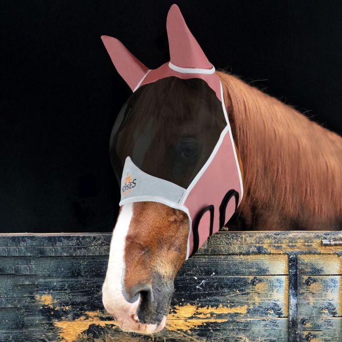 Maschera Antimosche Per Cavalli - Protezione Da Insetti Con Cuffia Per Orecchie, Tessuto Forato - Foto 3