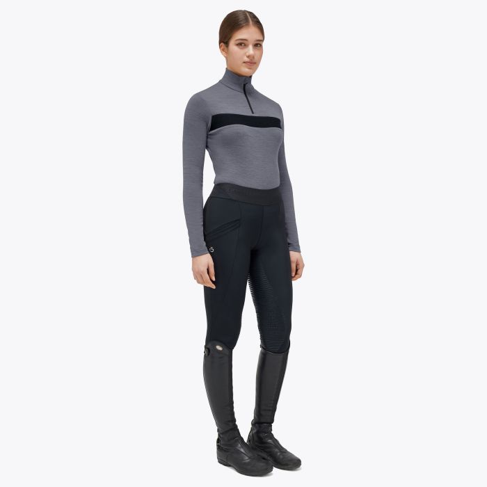 Cavalleria Toscana Women's T-Shirt Wool Long Sleeve with Zip 