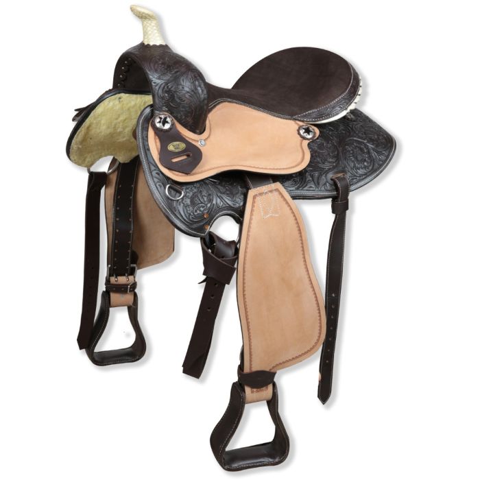 Paire D'ailes De Selle Western En Cuir – Motif Panier, Rechange Ridex