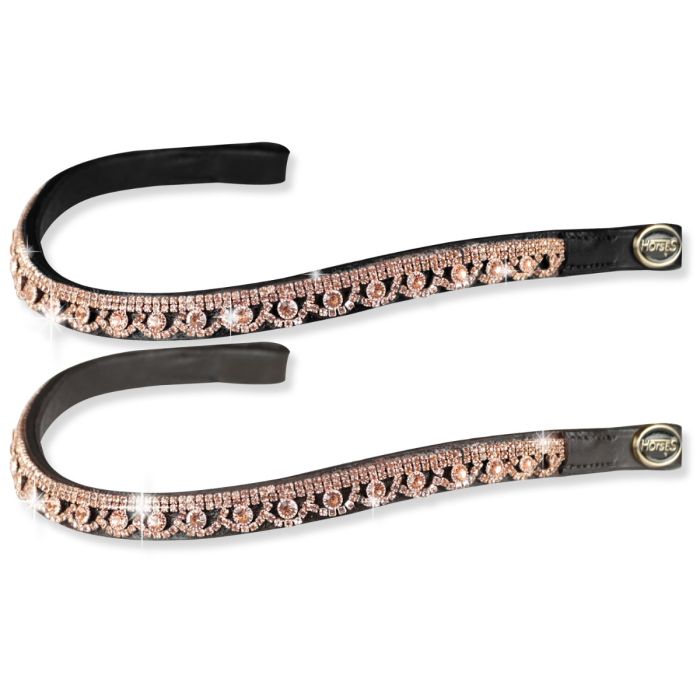 Frontalino Per Cavallo Con Strass - 5 File Rosa, Pelle Marrone Per Dressage E Show - Foto 5