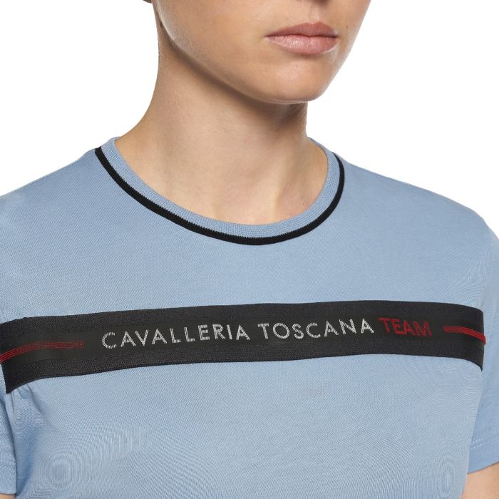 T-shirt équitation Femme Cavalleria Toscana – Bleu Marine, Manches Courtes, Petit