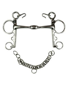 Pelham Gebiss voll In Edelstahl mit Olive und langen Stangen 