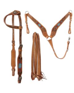 Set Western Silver Horse Tewa Perl