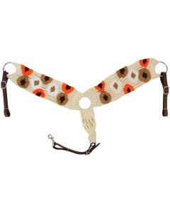 Pettorale Western Silver Horse Woolen Flowers