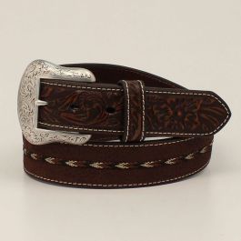 Ariat Cintura Western Da Uomo In Pelle Invecchiata, Marrone Invecchiato., 48 (44–46" Waist - Foto 2