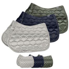 Tissu De Selle Eskadron Platine Brillant - Embout Taupe Fumé - Dressage / Saut