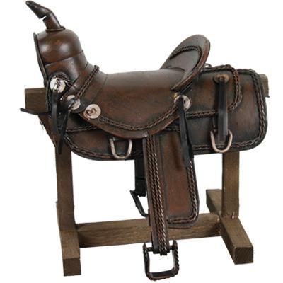 Selle Western Miniature En Cuir – Fait Main, Avec Lariat (Pour Poupée/Décoration)