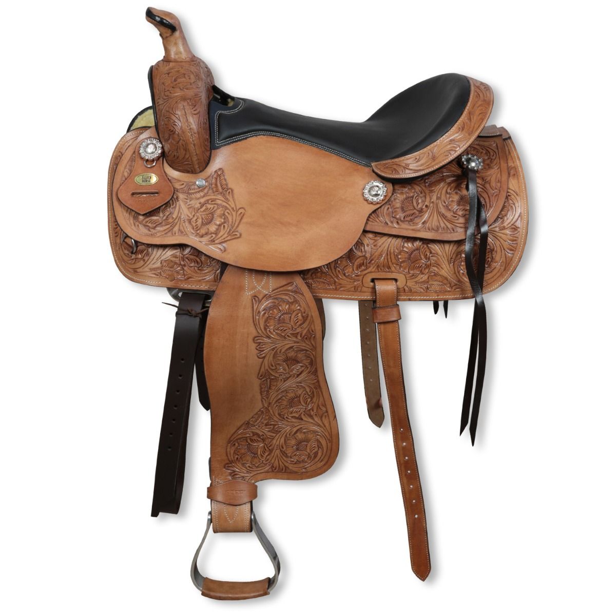 SELLE DE CHEVAL cuir western fait main tonneau course coureur