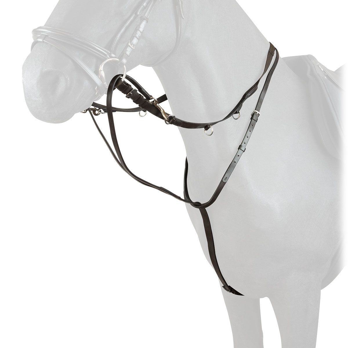 Martingale allemande en cuir avec rênes | La Chambrière
