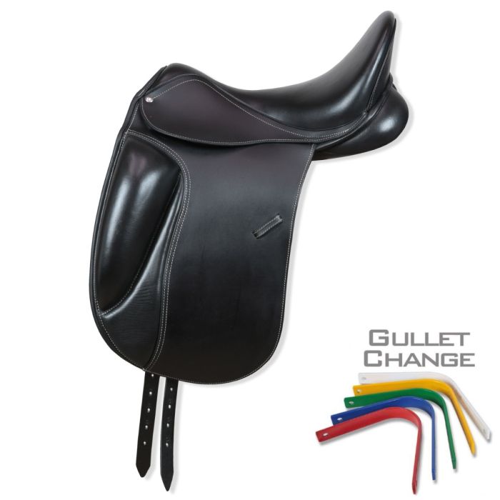 BATES SELLE DE DRESSAGE DOUBLE CAIR EN CUIR - NOIR