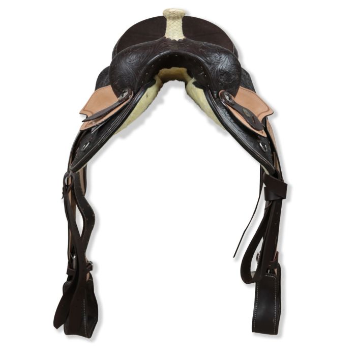 Selle Western Endurance Horse en cuir - Selle légère avec taille réelle