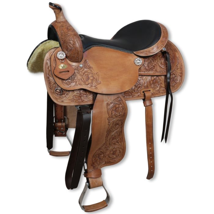 Cheval Western Outillé Cuir rembourré Flanc arrière Selle arrière Cinch
