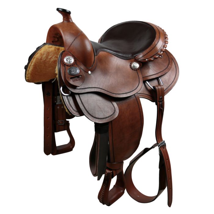 SELLA PER CAVALLI western in pelle premium con set di attacchi gratuiti