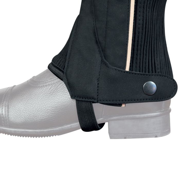 Guêtres D'équitation Enfant Saxon, Demi-chaps Cuir Noir, Taille L
