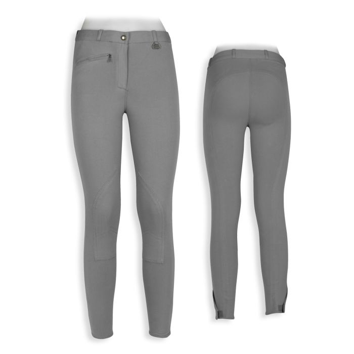 Aubrion Eltar Pantaloni Da Equitazione Donna | Grigio, Taglia XXS, In Nylon E Spandex Con Ginocchielli In Silicone