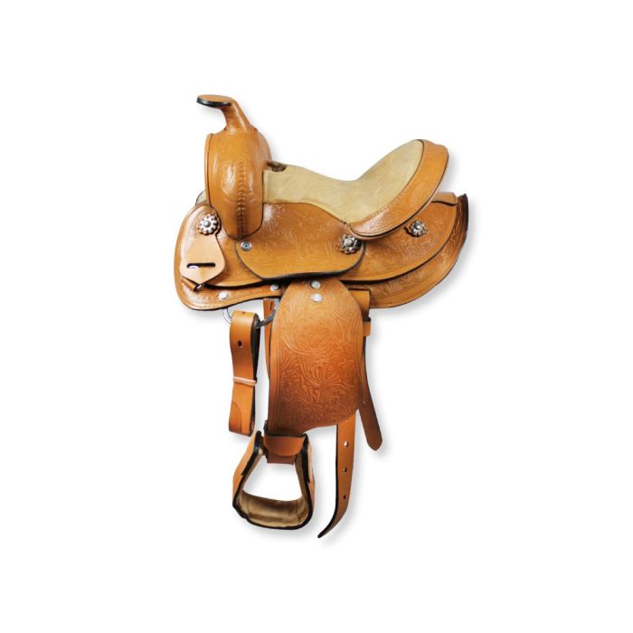 Ensemble de selle de cheval en cuir Western Barrel de 38,1 cm
