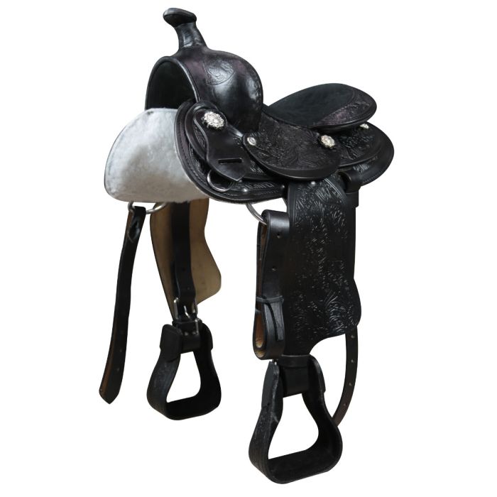 Ensemble de selle de cheval en cuir Western Barrel de 38,1 cm