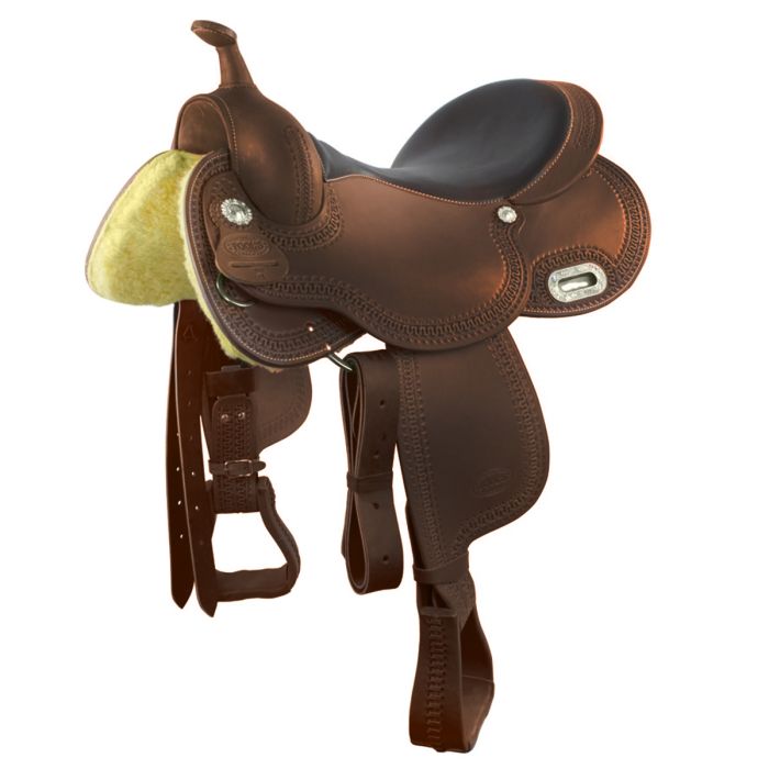 Selle De Cheval Type Barrel - Cuir Brut, Taille Adulte, Pour