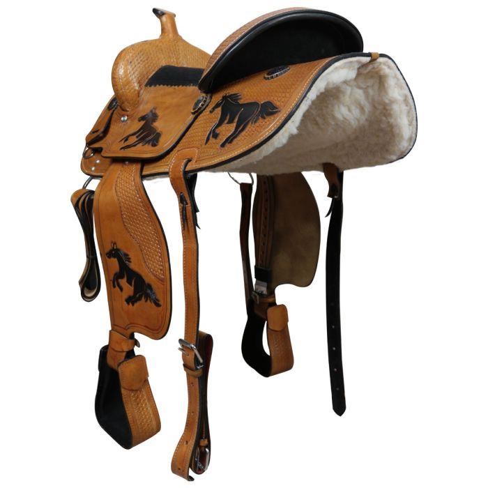 SELLE EN CUIR de cheval Western Tooled siège roughout