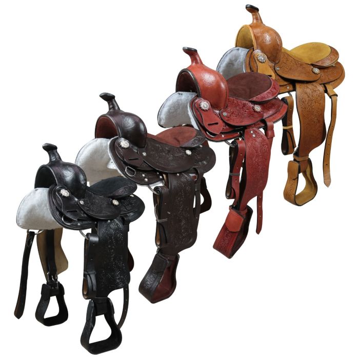 Ailes De Selle Western En Cuir - Paire De Rechange - Finition Panier Outillage - Ridex