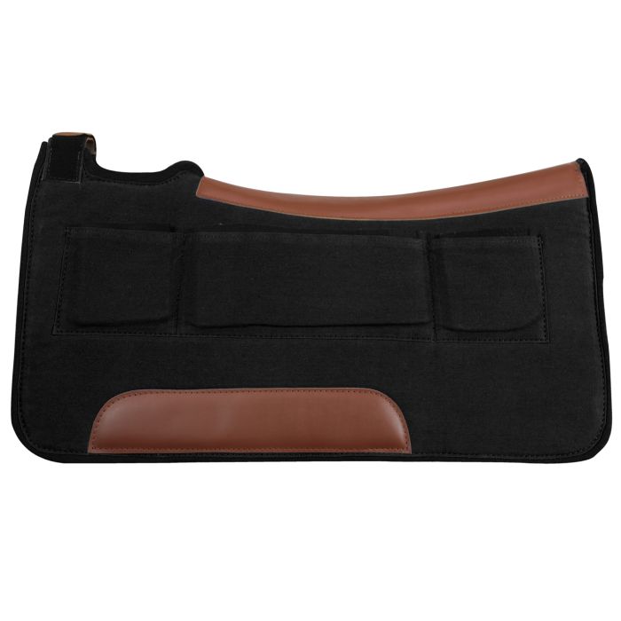 Pad de selle en laine néo-zélandaise Western Show base noire fait main