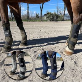 Stinchiere Antimosche Horses Fly Stop Blu - Protezioni Zampe Cavallo Con Tessuto Traspirante - Foto 4