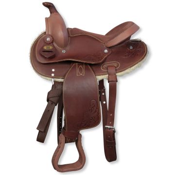 Size 10 to 12 ME Enterprises Youth Child Wade Tree A Fork Premium Western Leather Roping Ranch Work Pony Miniature Horse Saddle 