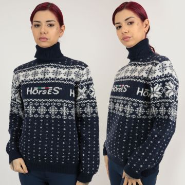 Horses Damen Rollkragen Pulli Happy Christmas