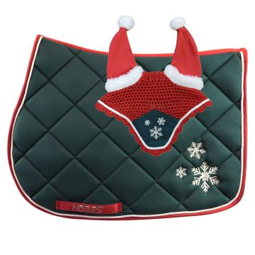Set Noël Tapis de Selle + Bonnet Horses Christmas Deluxe