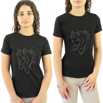 Horses Damen Reit T-Shirt Glitzer