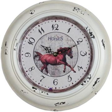 Horses Equestrian Clock White