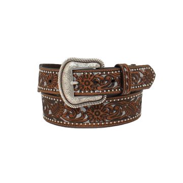 Men Western Belt Nocona Blue Flower